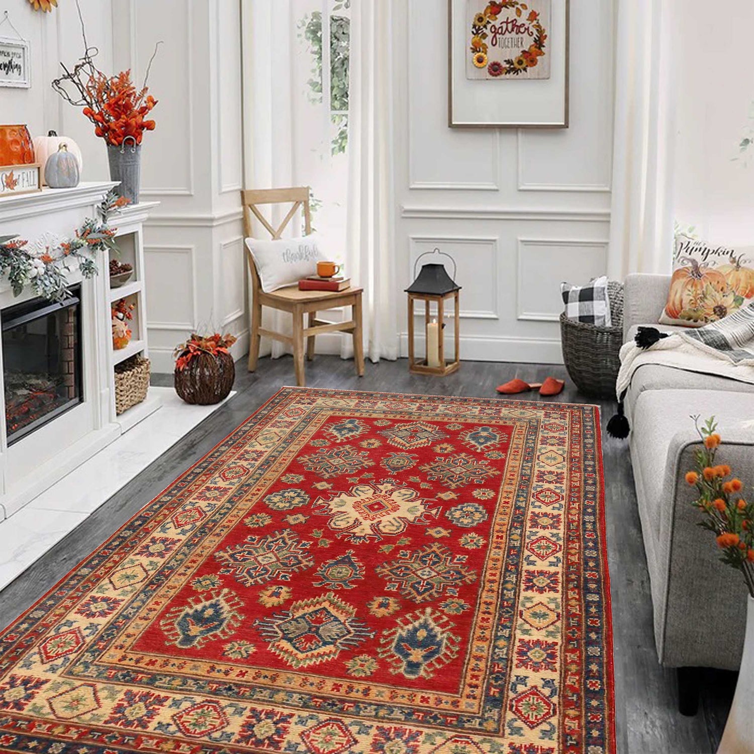 Red Color Kazak Rug 3' 10" x 6' 3" (ft) - No. B34672