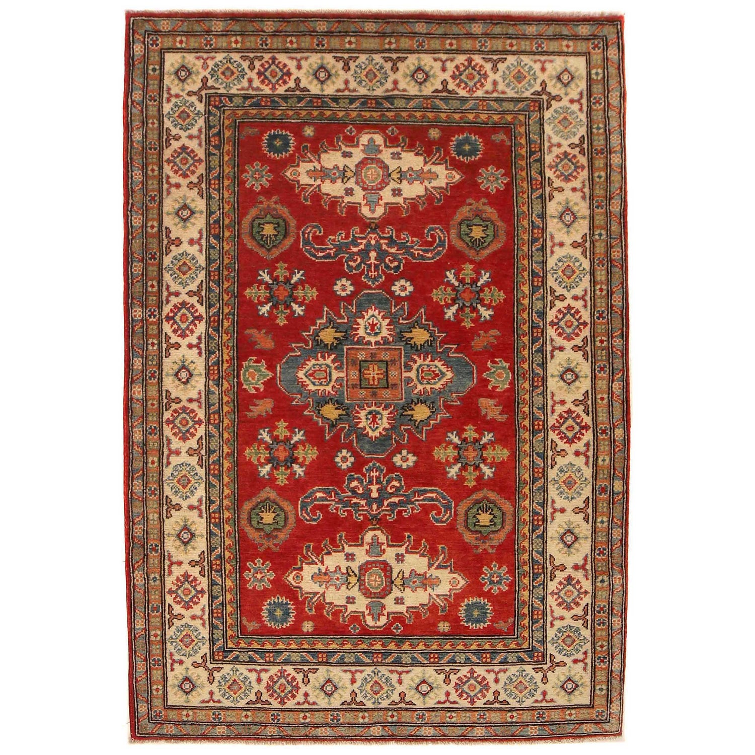 Hand Knotted Kazak Rug 3' 11" x 5' 10" (ft) - No. B34673