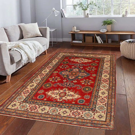 Hand Knotted Kazak Rug 3' 11" x 5' 10" (ft) - No. B34673