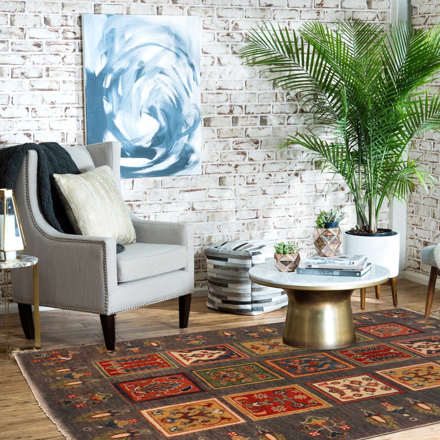 Hand Knotted Bakhtiar Carpet 3' 3" x 4' 11" (ft) - No. B34674