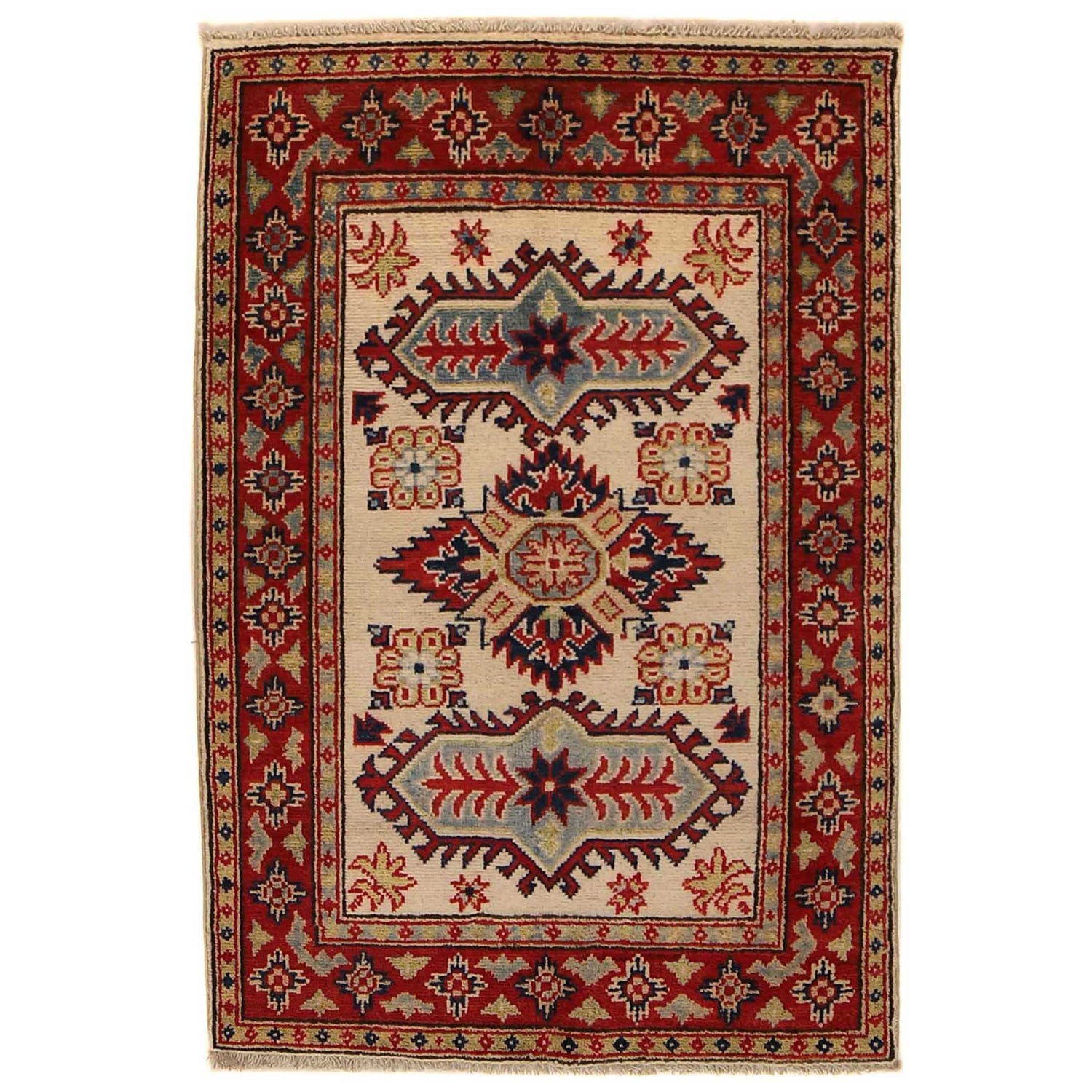 Ivory Color Kazak Rug 2' 9 x 3' 11 (ft) - No. B34681