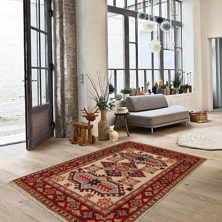 Ivory Color Kazak Rug 2' 9 x 3' 11 (ft) - No. B34681