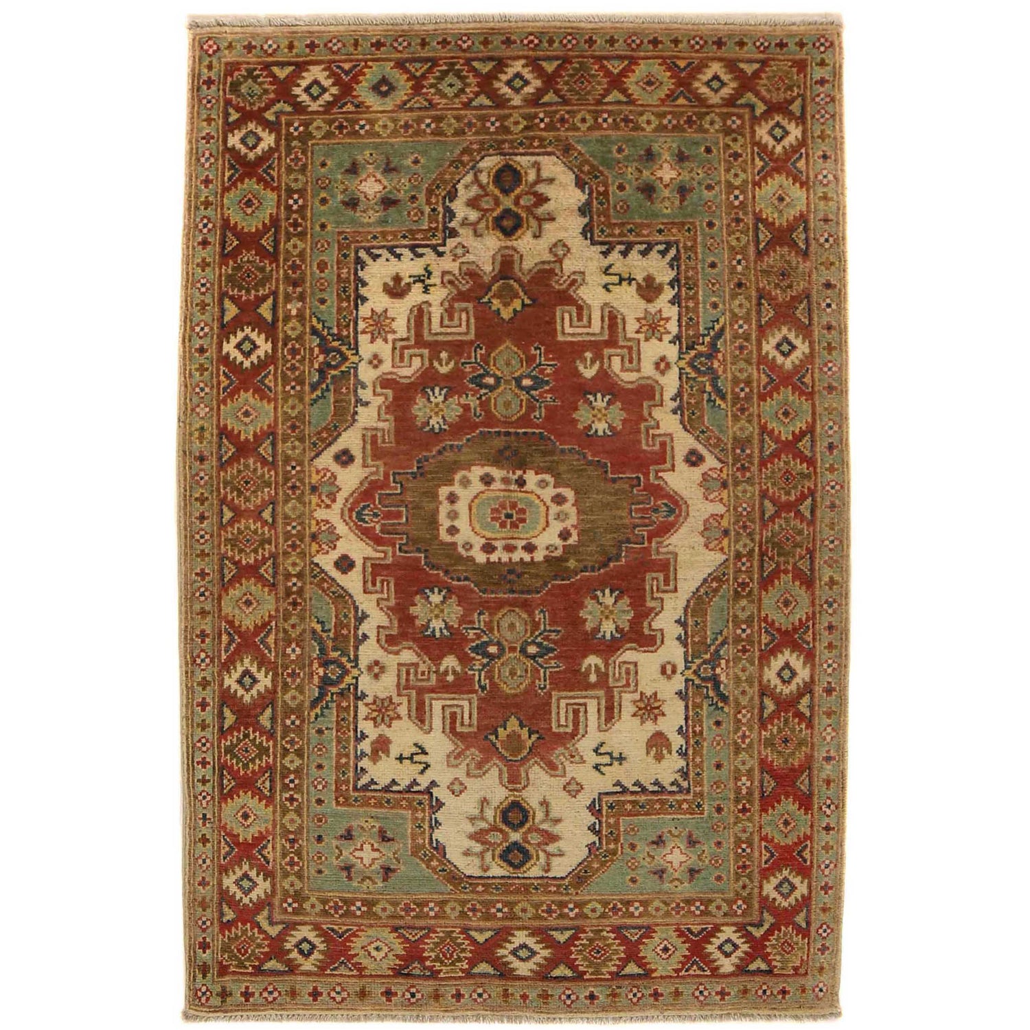 Hand Knotted Persian Design Heriz Rug 3' 5" x 5' 0" (ft) - No. B34683