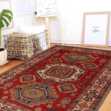 Hand Knotted Kazak Rug 3' 3" x 4' 8" (ft)- No. B34685