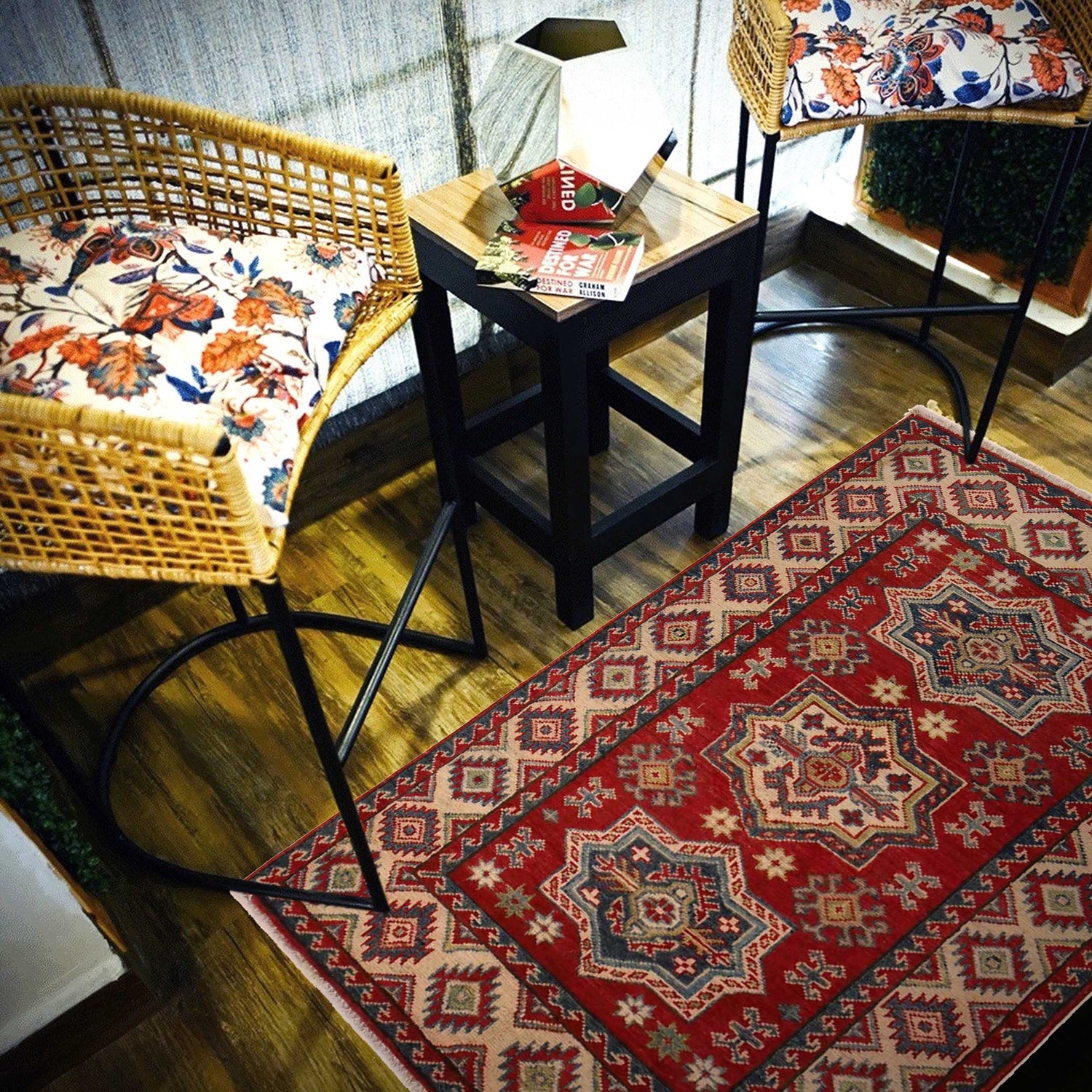 Red Color Kazak Rug 3' 1" x 4' 7" (ft)- No. B34687