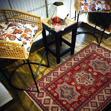 Red Color Kazak Rug 3' 1" x 4' 7" (ft)- No. B34687