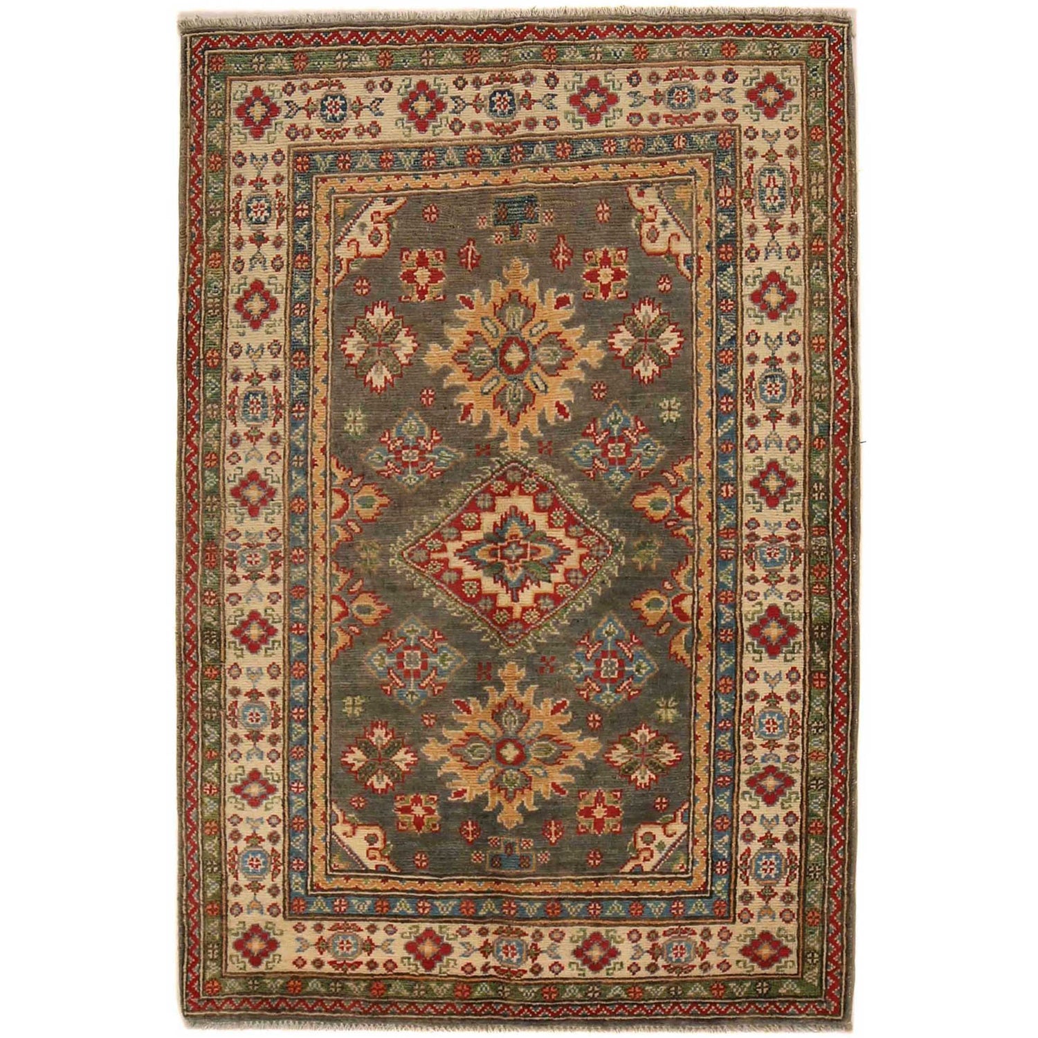 Hand Knotted Kazak Rug 3' 3" x 4' 9" (ft)- No. B34688