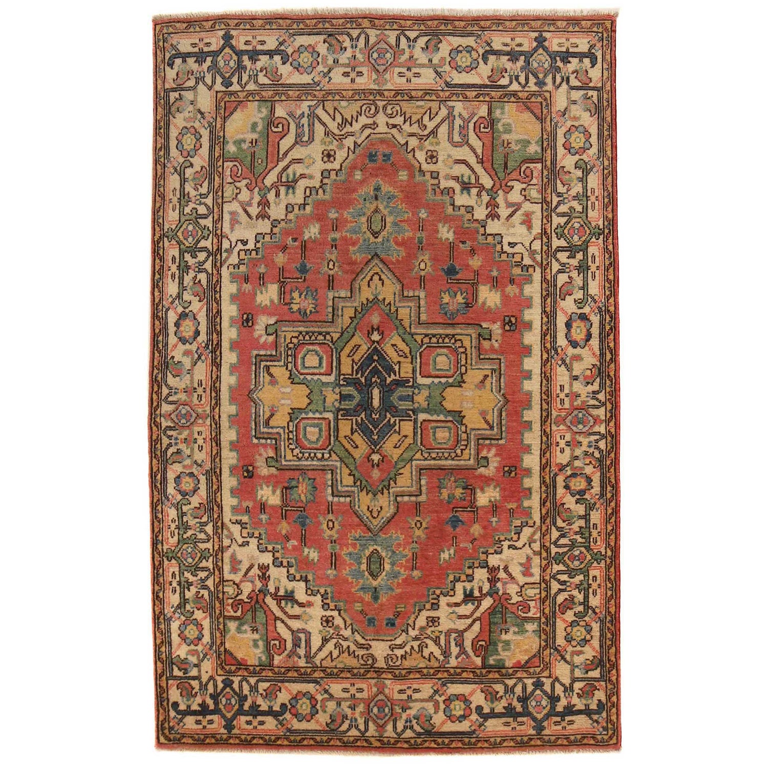 Hand Knotted Persian Design Heriz Rug 3' 10" x 6' 1" (ft) - No. B34690