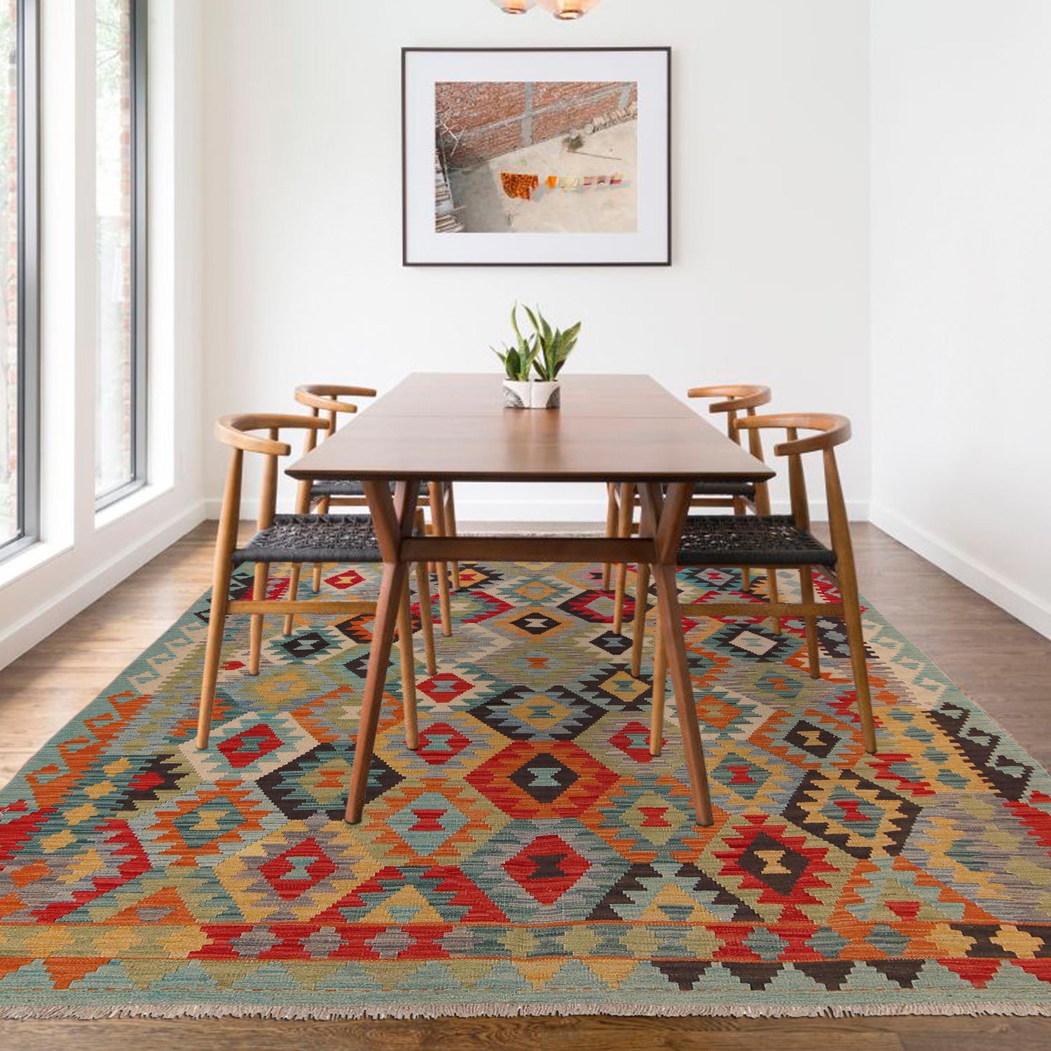 Handmade Vegetable Kilim 6' 0" x 8' 0" (ft) - No. B34691