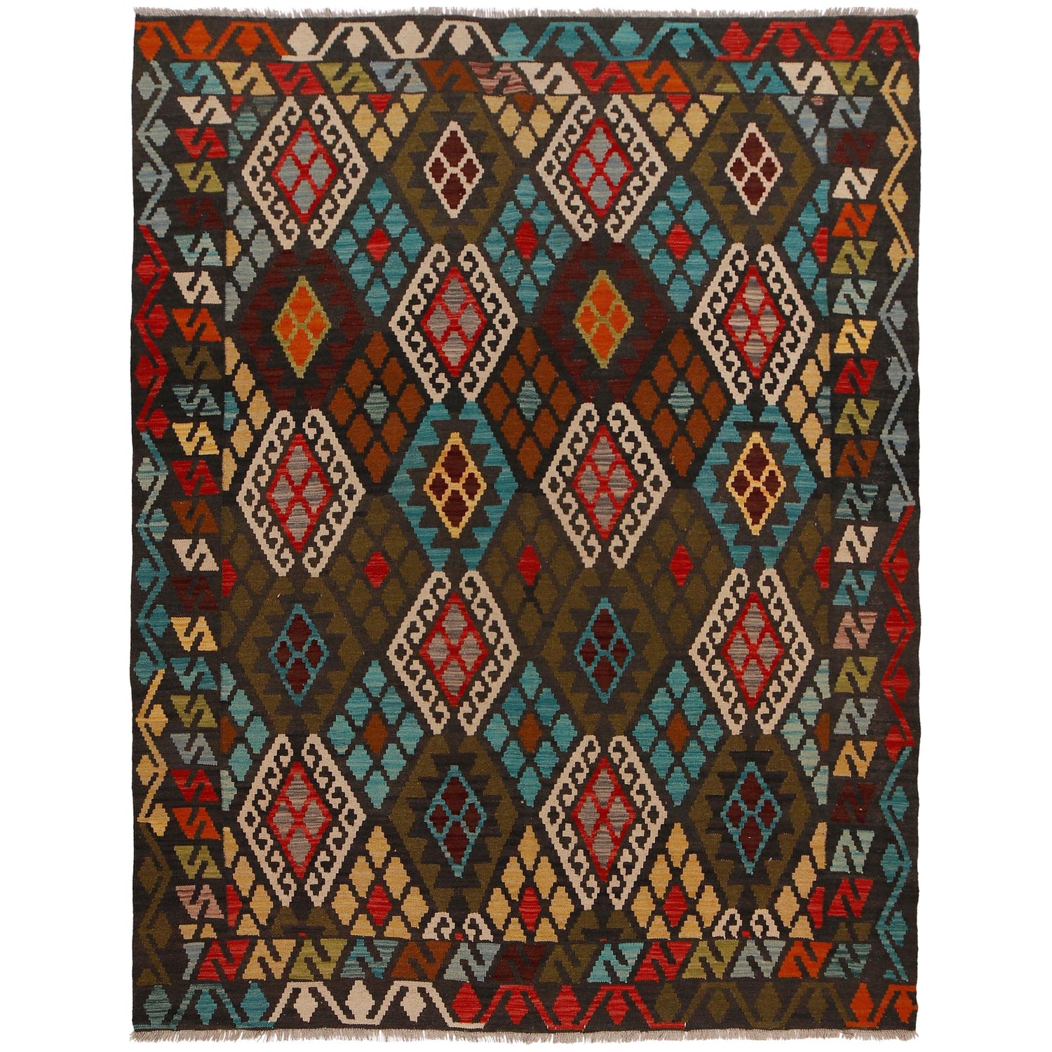 Handmade Vegetable Kelim 5' 11" x 7' 9" (ft) - No. B34692