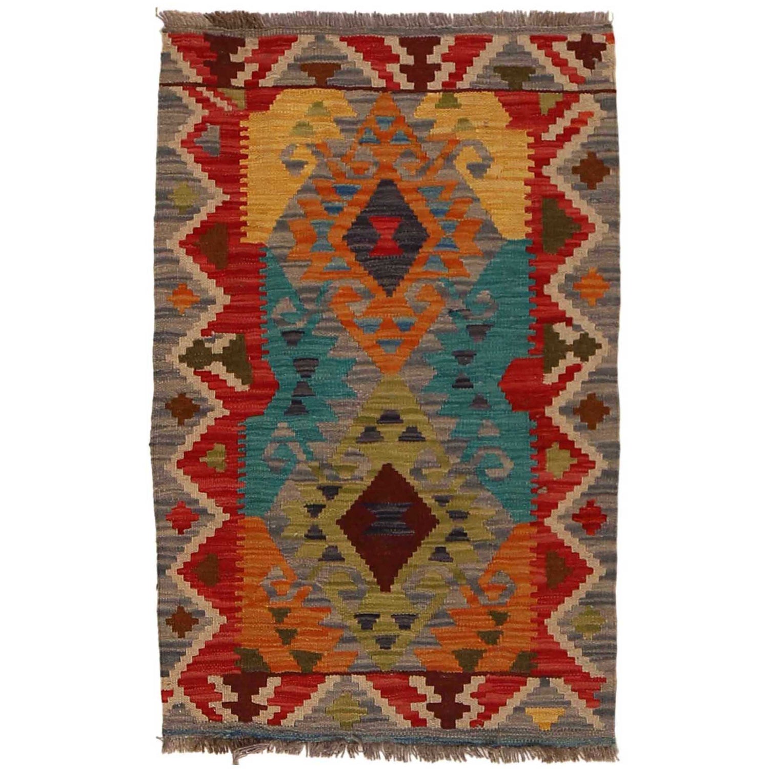 Handmade Vegetable Kilim 2' 0" x 3' 1" (ft) - No. B35105