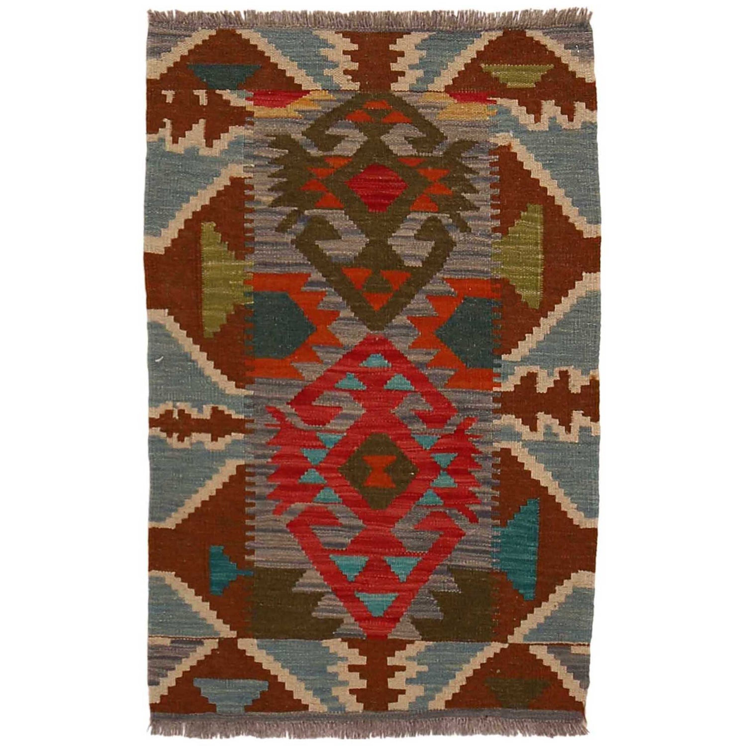 Handmade Vegetable Kilim 2' 0" x 3' 0" (ft) - No. B35107