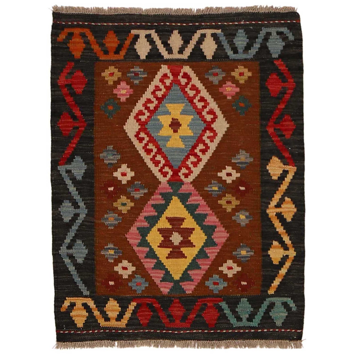 Handmade Vegetable Kilim 2' 3" x 2' 11" (ft) - No. B35111