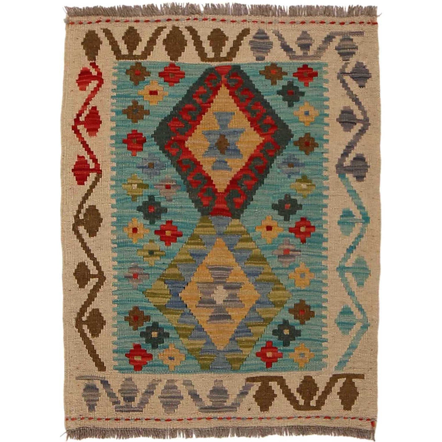 Handmade Vegetable Kilim 2' 1" x 2' 9" (ft) - No. B35124