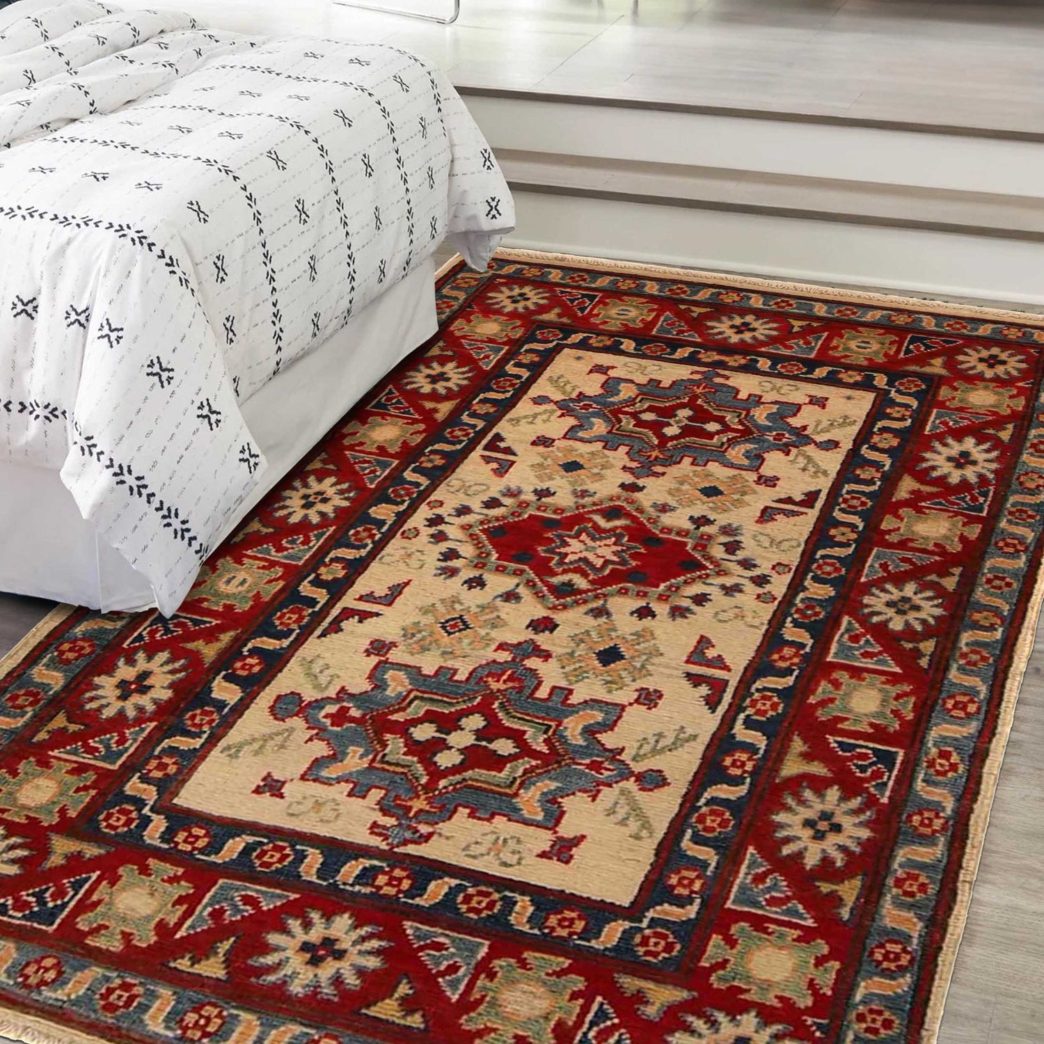 Ivory Color Kazak Rug 2' 7 x 4' 0 (ft) - No. B35134
