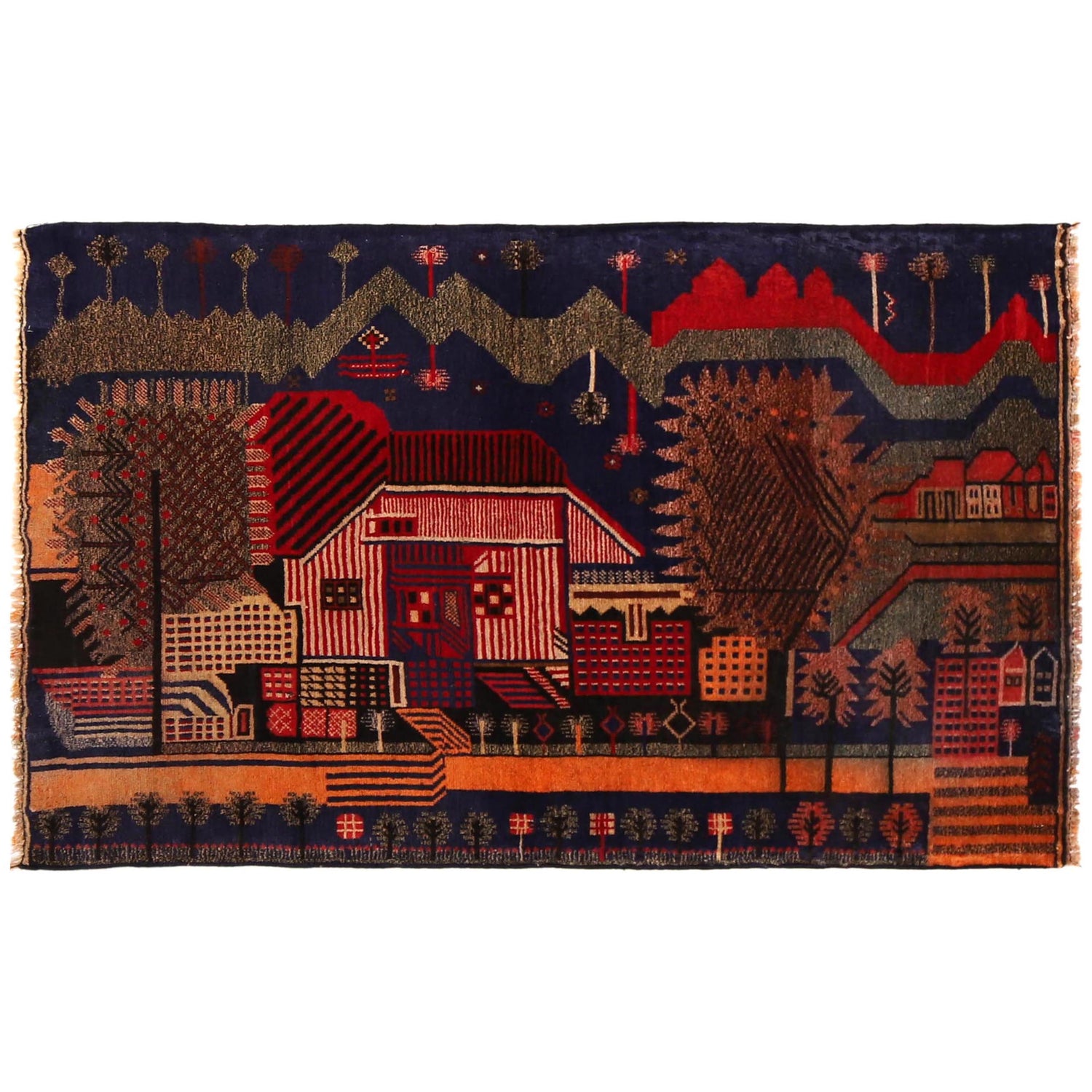 Handmade Village Design Rug 2' 11" x 4' 10" (ft)- No. B35169