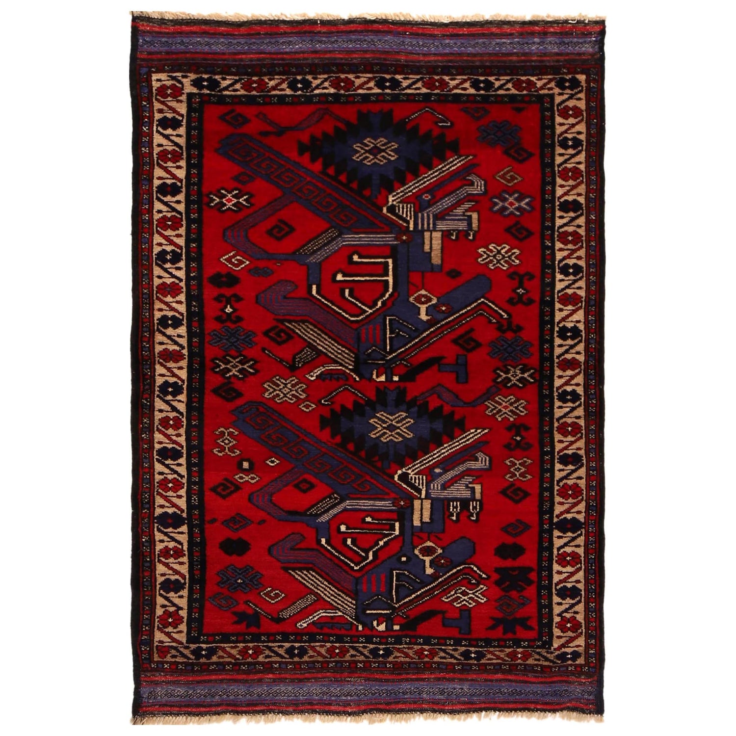 Baluch Medium Size Rug 3' 2" x 4' 9" (ft) - No. B35177