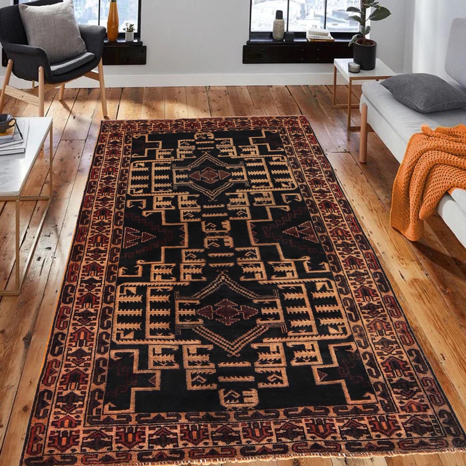 Traditional Baloch Rug 3' 8" x 6' 8" (ft) - No. B35181