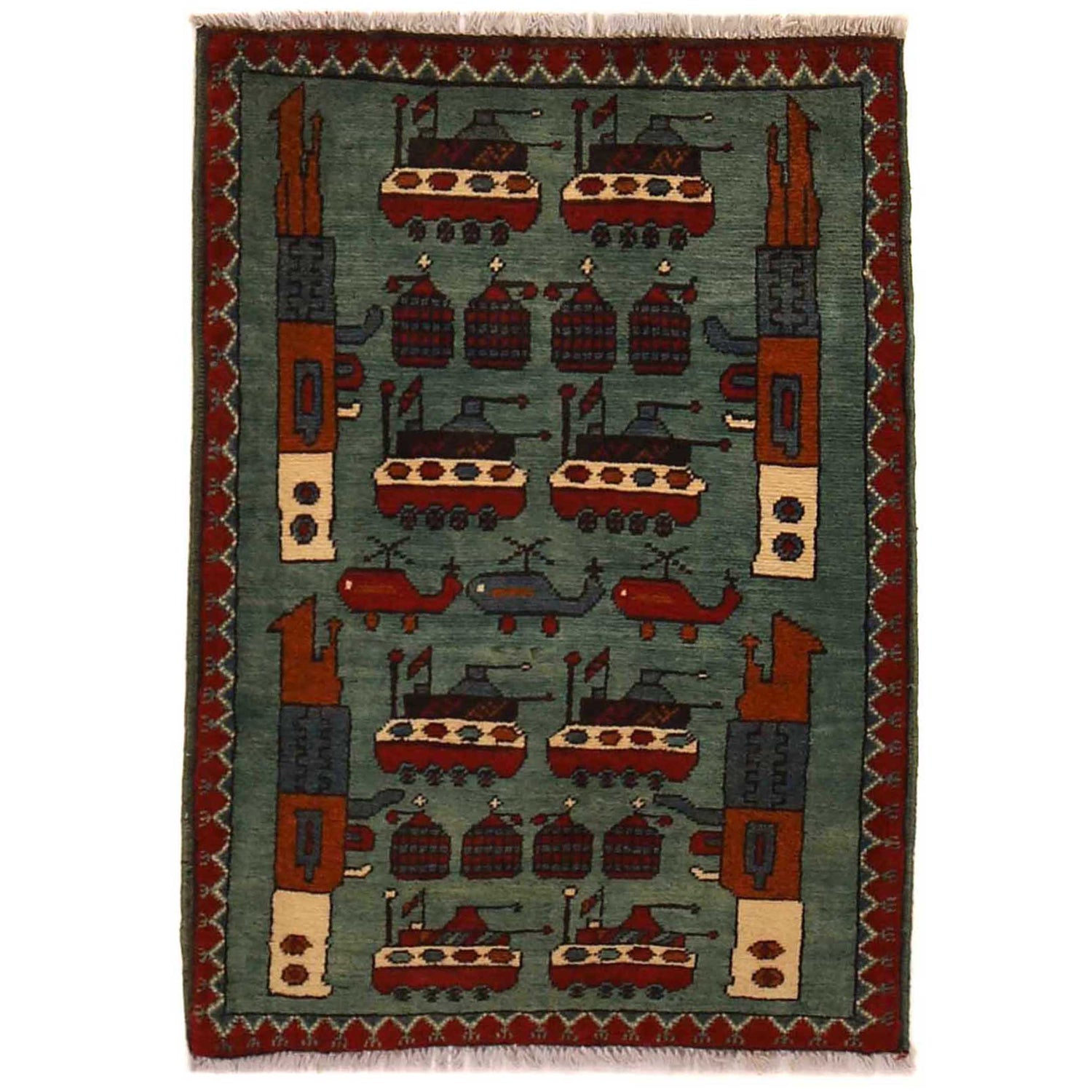 Hand Knotted War Rug 2' 1" x 2' 11" (ft) - No. B35423