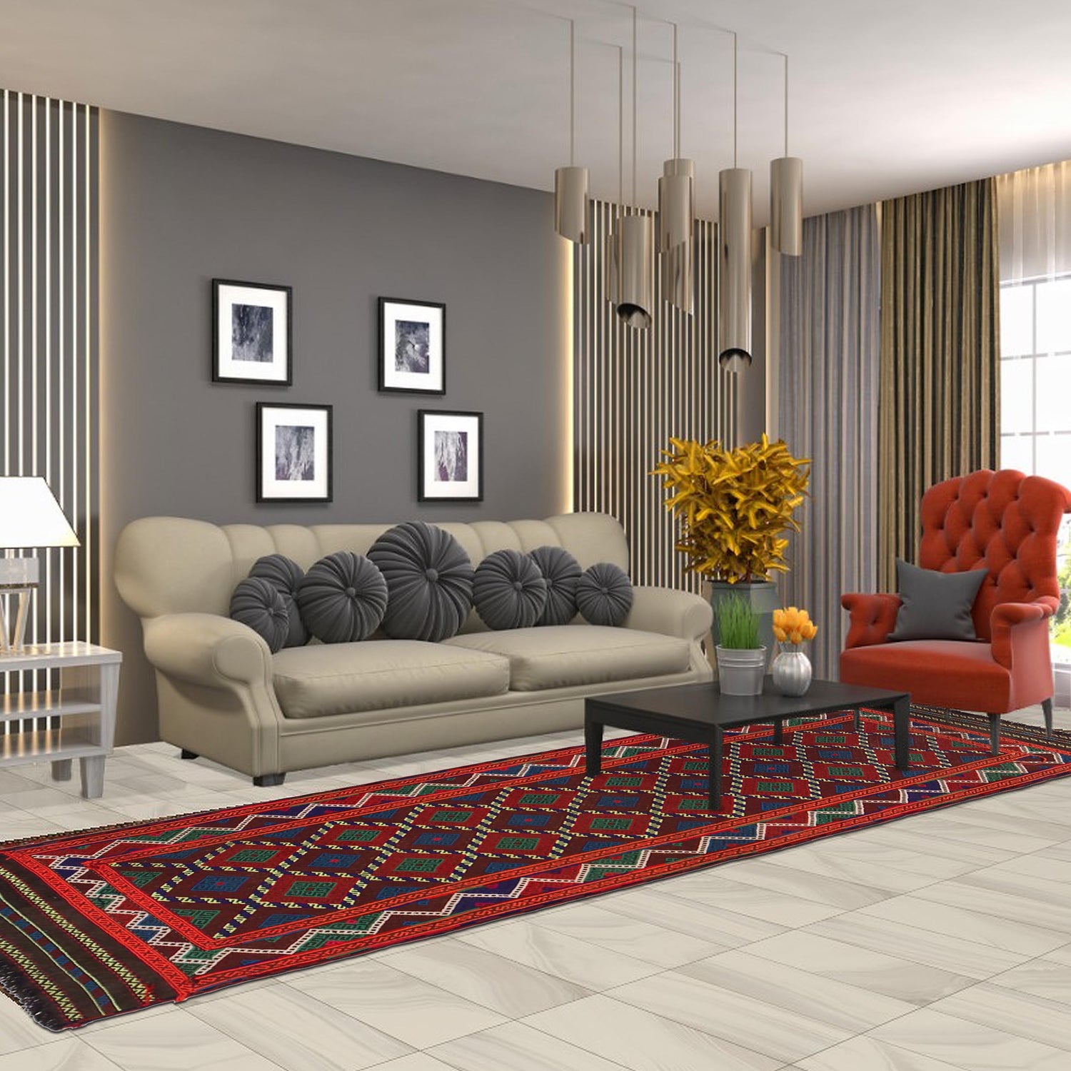 Multi Flat Weave Kilim Runner 2' 3" x 7' 3" (ft) - No. B35891