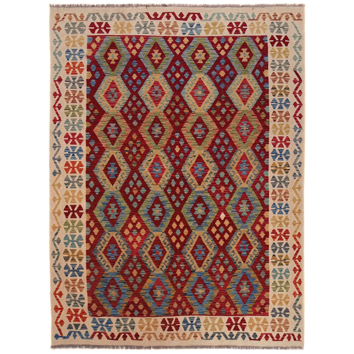Handmade Vegetable Kilim 5' 11" x 7' 11" (ft) - No. B35922