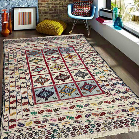 Traditional Soumak Kilim 4' 5" x 6' 1" (ft) - No. B36527