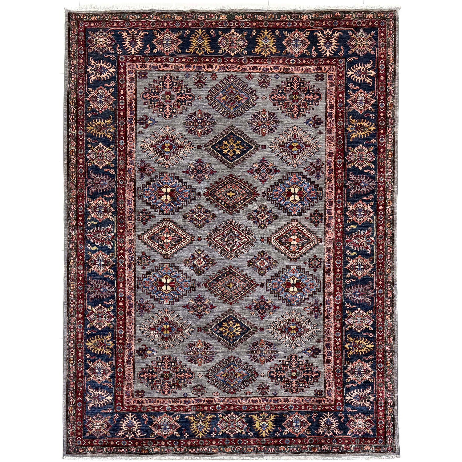 Grey Color Handmade Kazak Rug 6' 11" x 9' 11" (ft) - No. B39601
