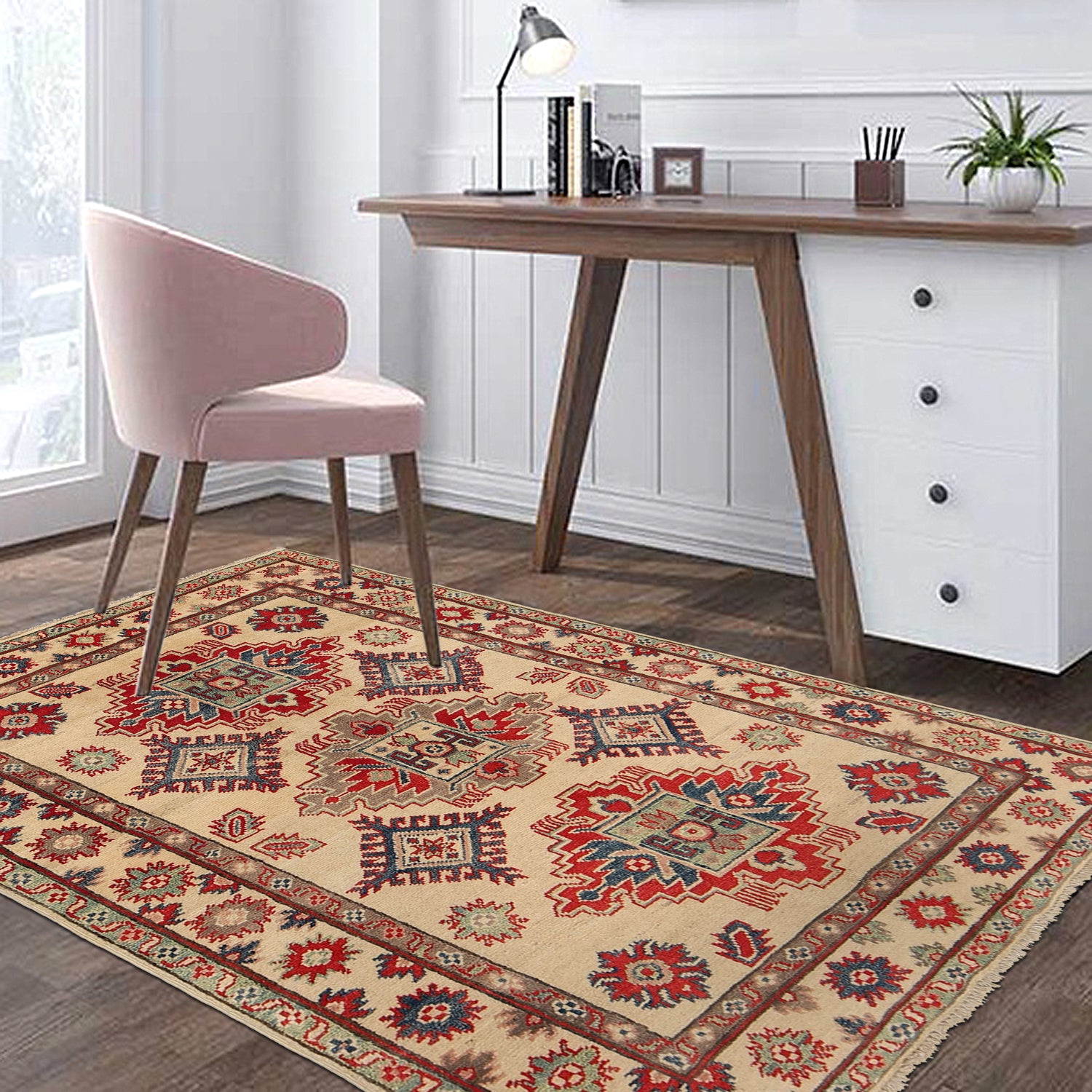 Hand Knotted Kazak Rug 3' 5 x 4' 8 (ft) - No. G22659