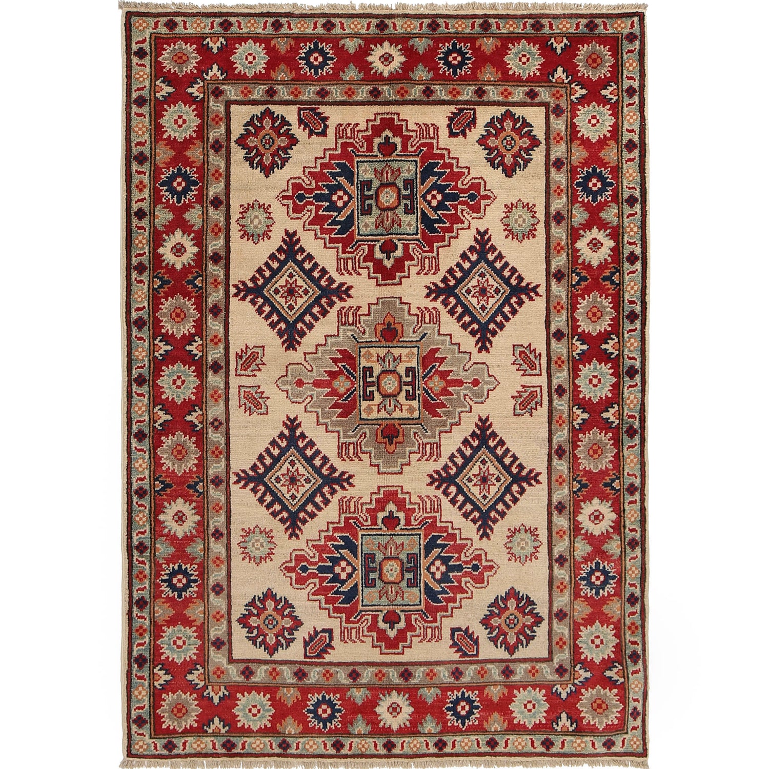 Hand Knotted Kazak Rug 3' 4 x 4' 9 (ft) - No. G22661