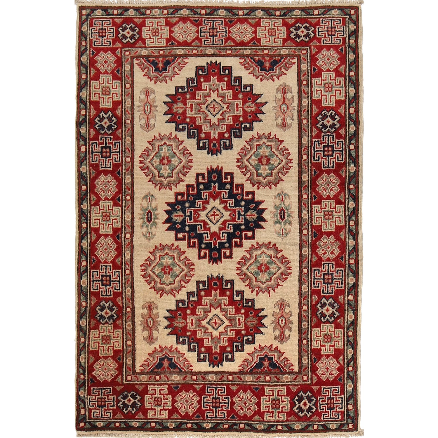Ivory Kazak Rug 2' 7 x 4' 1 (ft) - No. G22680