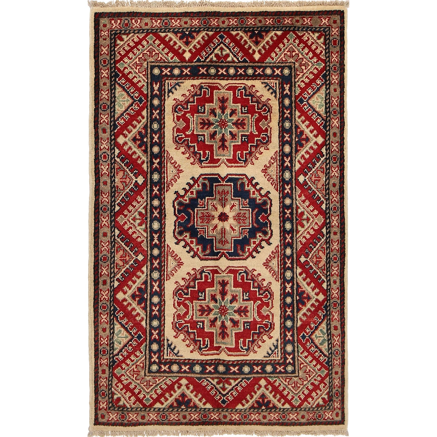 Hand Knotted Kazak Rug 2' 5 x 4' 1 (ft) - No. G22681