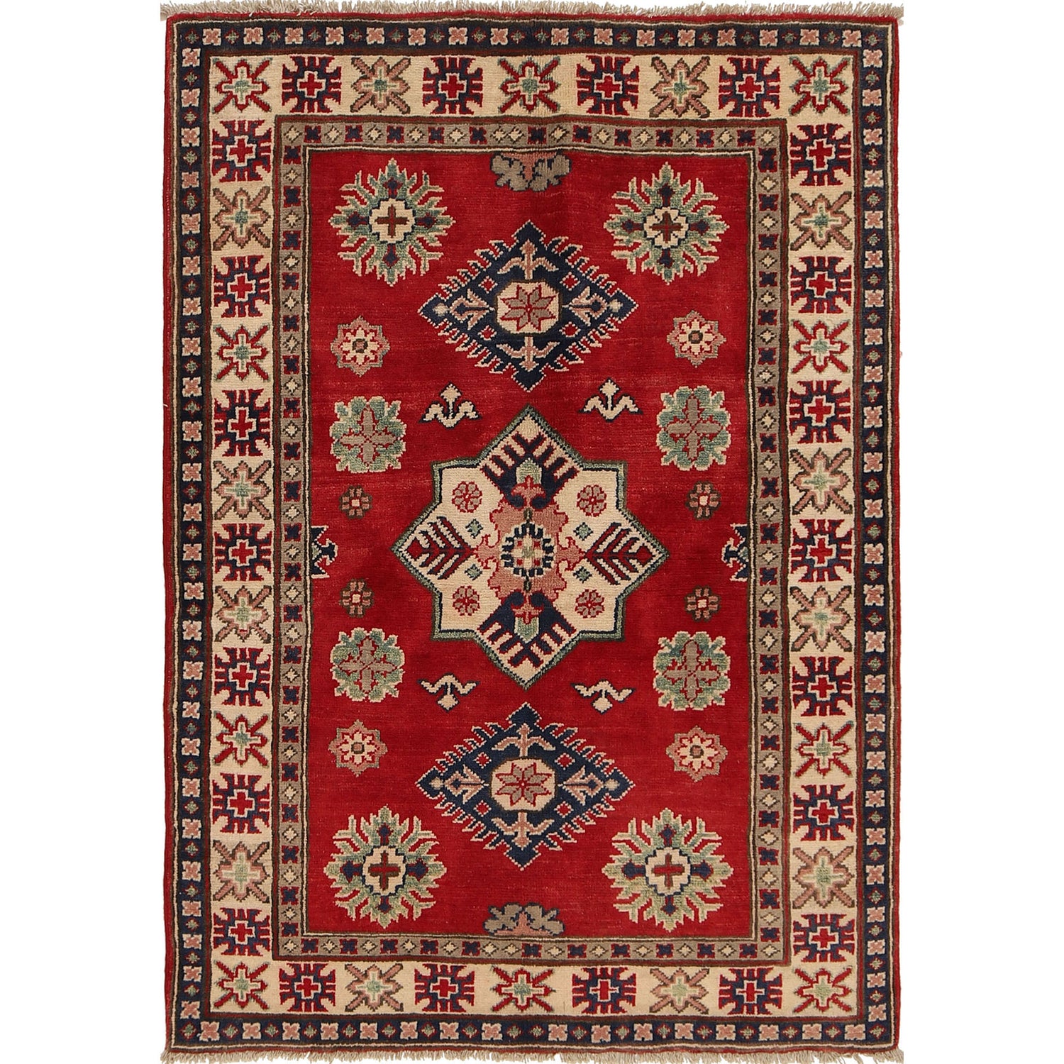 Hand Knotted Kazak Rug 3' 2 x 4' 5 (ft) - No. G22714