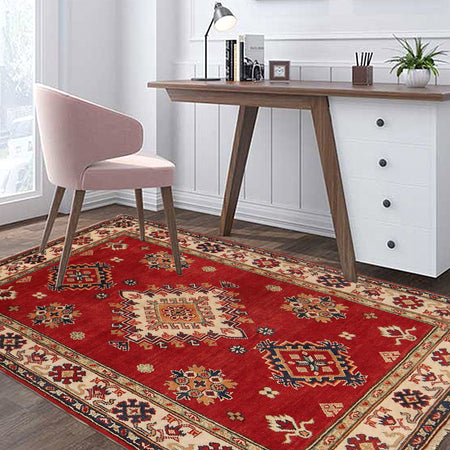 Red Color Kazak Rug 3' 3 x 4' 9 (ft) - No. G22733