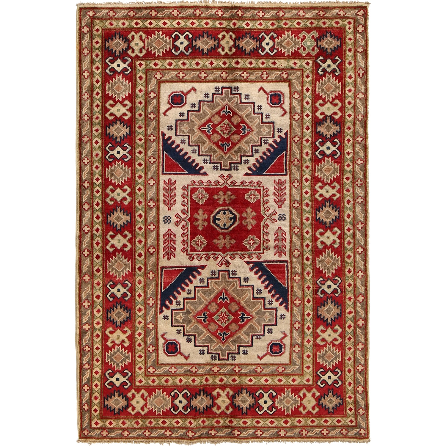 Oriental Kazak Rug 3' 2 x 4' 8 (ft) - No. G22742