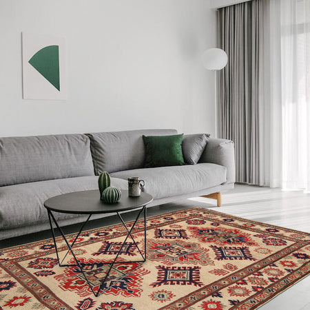 Hand Knotted Kazak Rug 3' 4 x 4' 8 (ft) - No. G22744