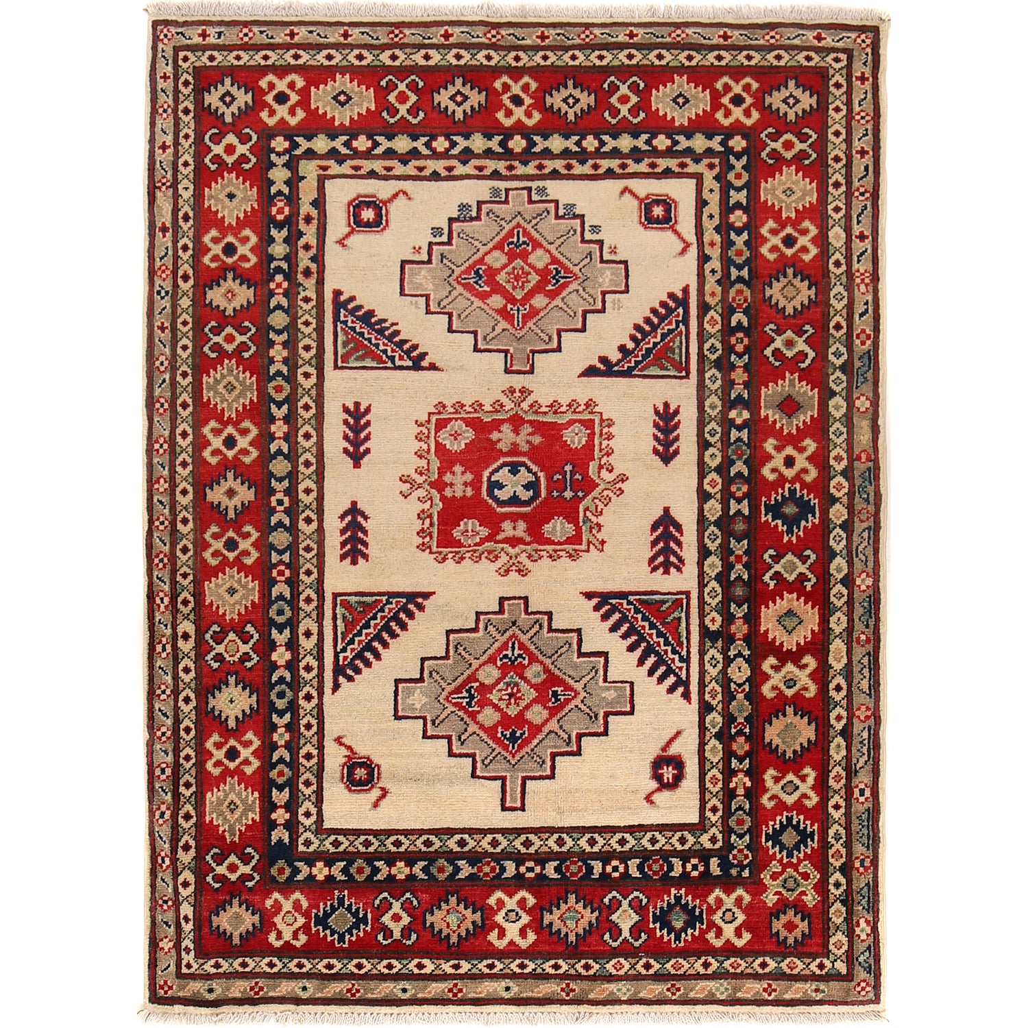 Hand Knotted Kazak Rug 3' 2 x 4' 4 (ft) - No. G22798