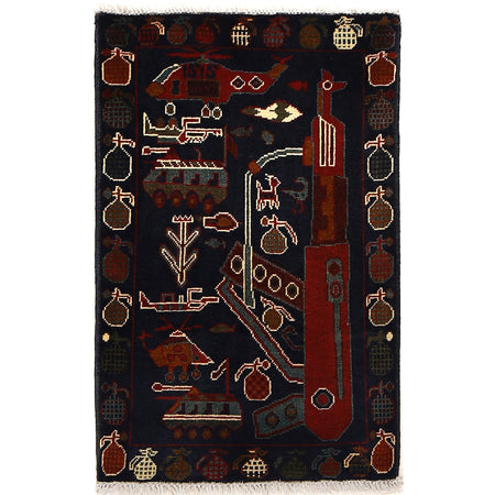 Handmade War Rug 2' 0 x 2' 9 (ft) - No. G24145