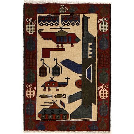 Handmade War Rug 2' 0 x 2' 9 (ft) - No. G24146