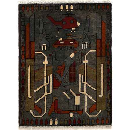 Handmade War Rug 2' 0 x 2' 7 (ft) - No. G24152