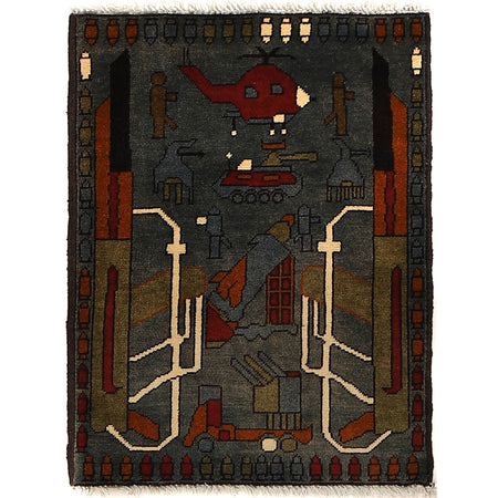 Handmade War Rug 2' 0 x 2' 7 (ft) - No. G24158