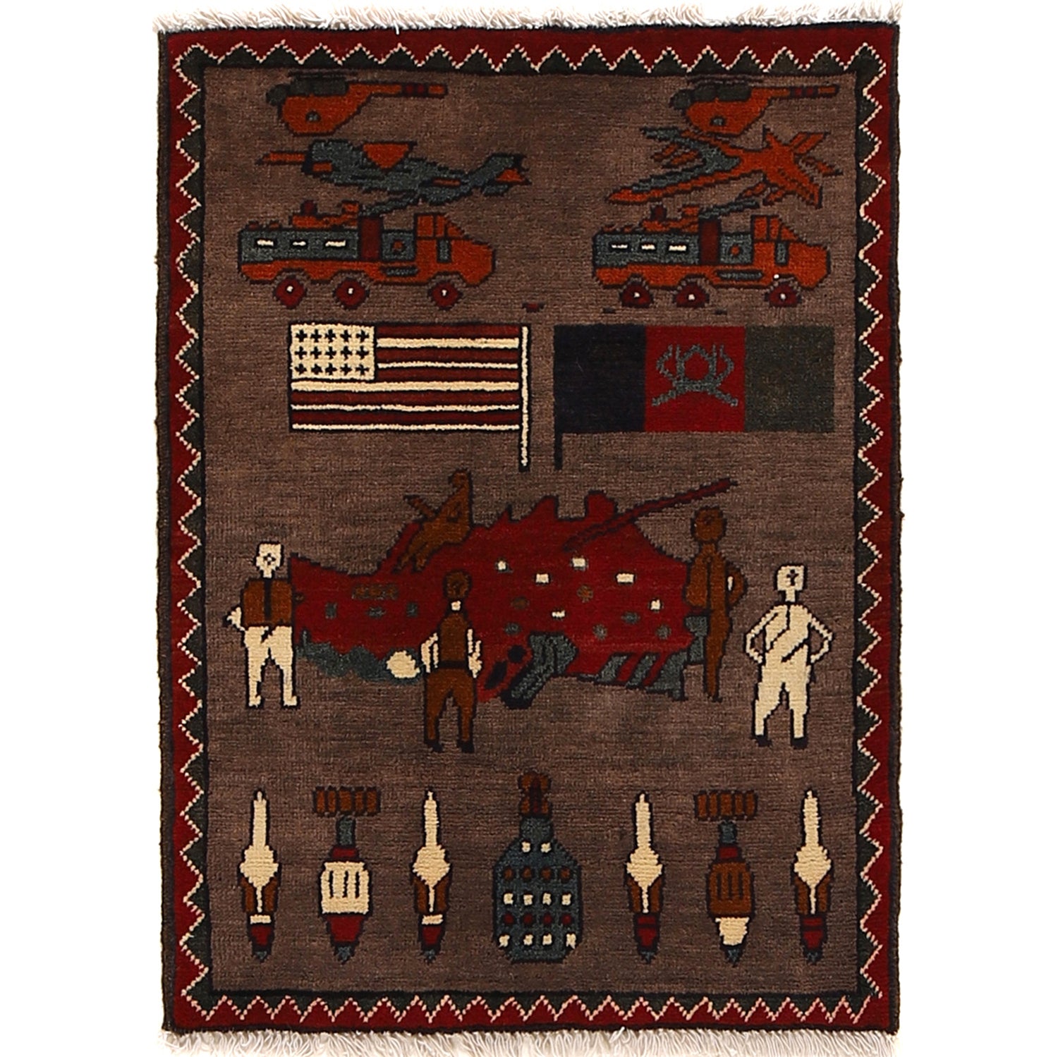 Handmade War Rug 1' 9 x 2' 6 (ft) - No. G24166