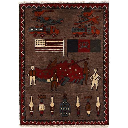 Handmade War Rug 1' 9 x 2' 6 (ft) - No. G24166