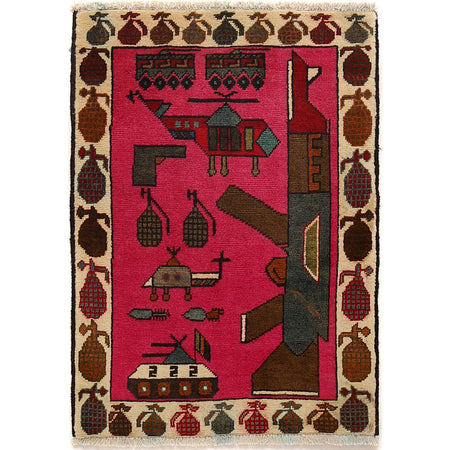 Handmade War Rug 1' 9 x 2' 9 (ft) - No. G24256