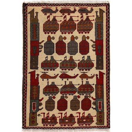 Hand Knotted War Rug 2' 0 x 2' 8 (ft) - No. G24261