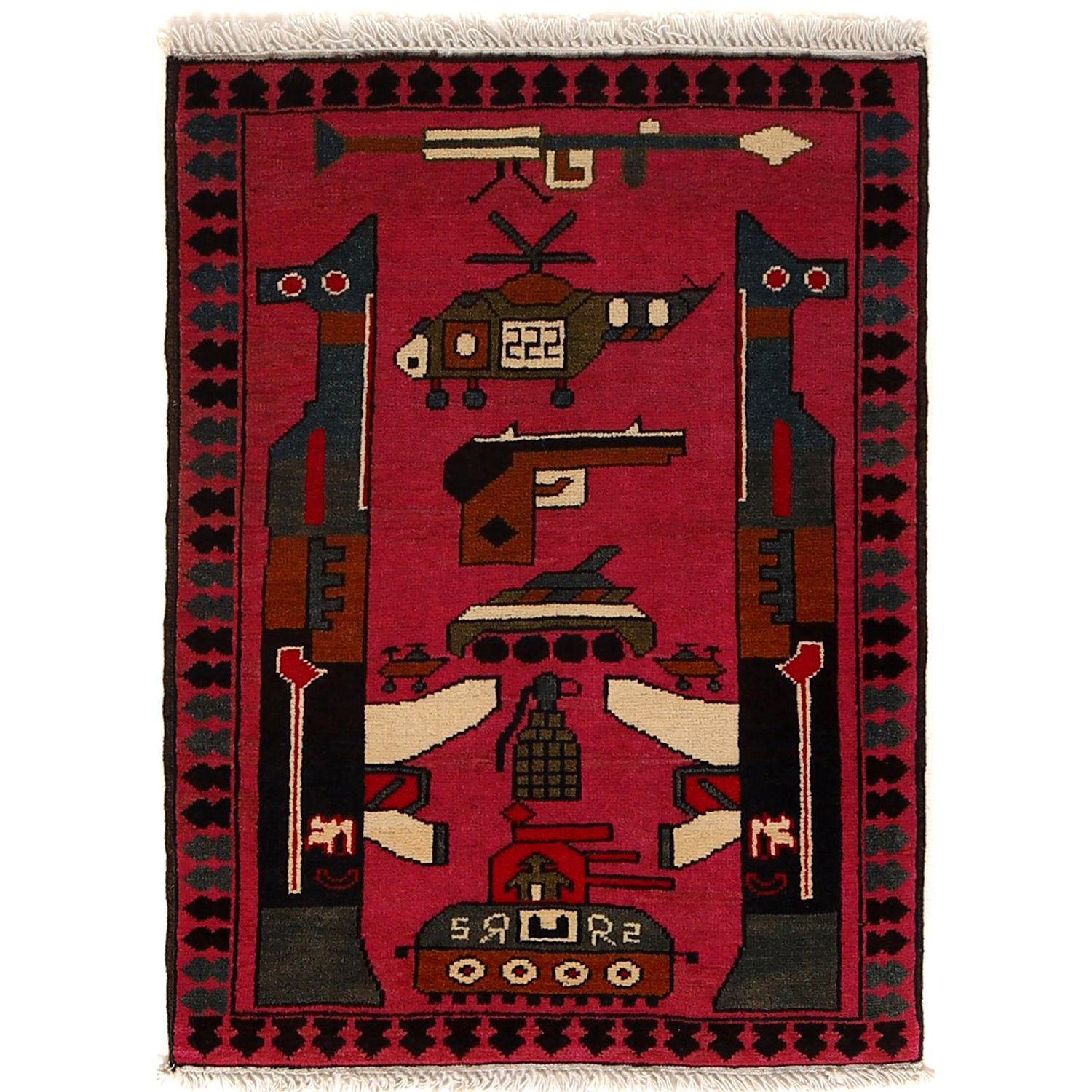 Hand Knotted War Rug 2' 1 x 2' 7 (ft) - No. G24378