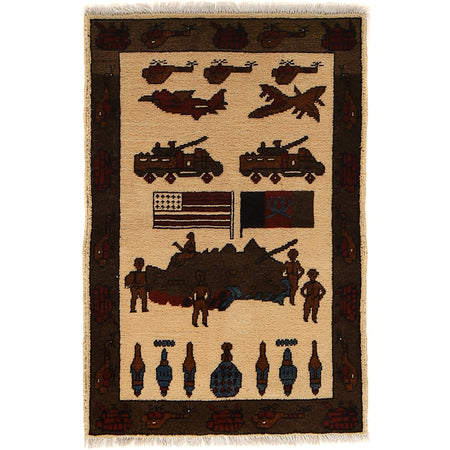 Hand Knotted War Rug 2' 0 x 3' 0 (ft) - No. G24383
