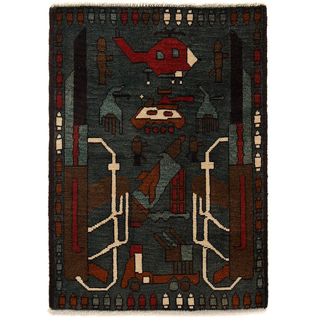 Hand Knotted War Rug 1' 9 x 2' 7 (ft) - No. G24391