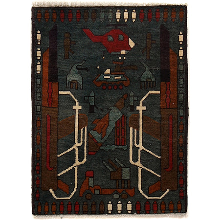 Hand Knotted War Rug 2' 0 x 2' 6 (ft) - No. G24398