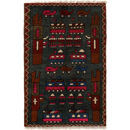 Handmade War Rug 1' 9 x 2' 7 (ft) - No. G24403