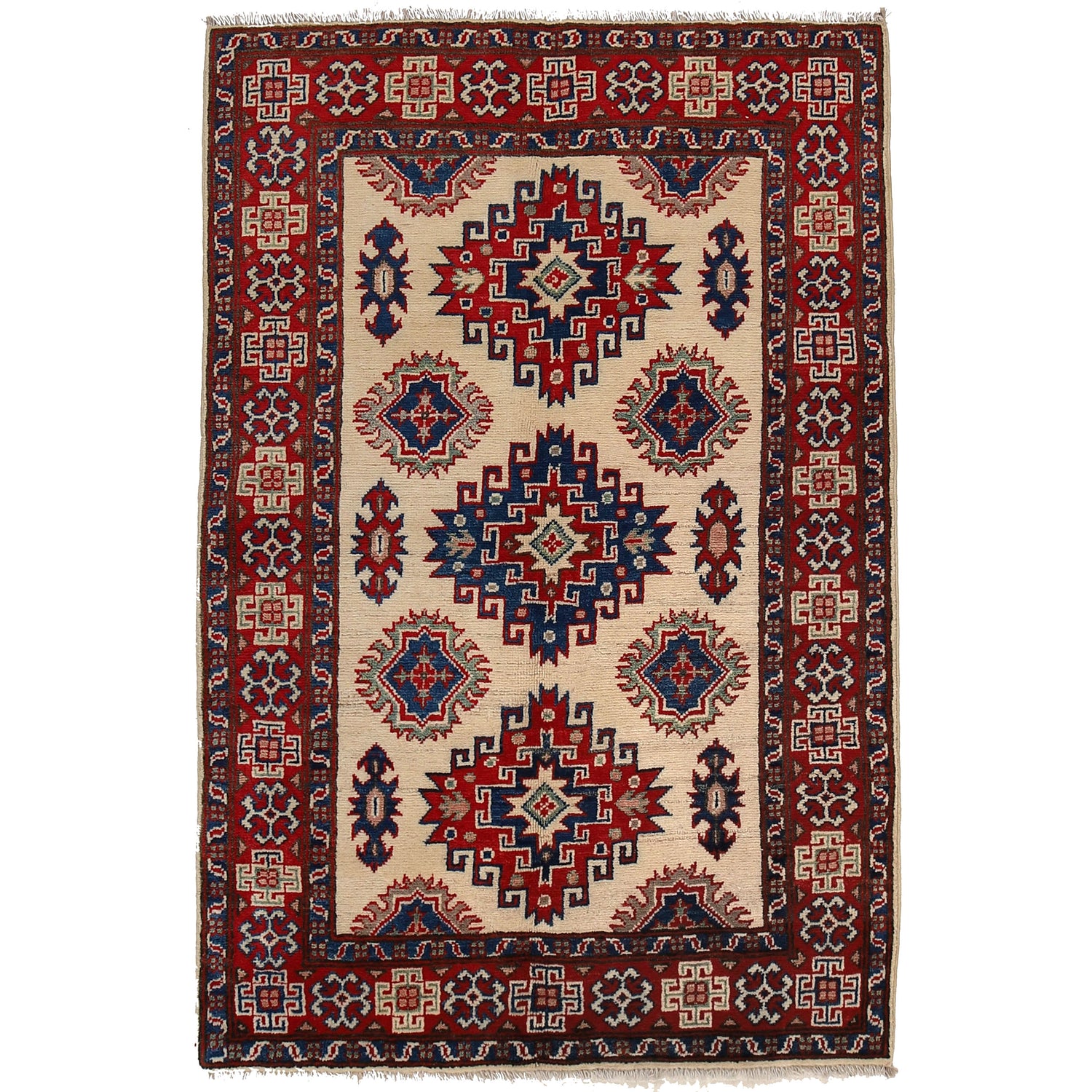 Hand Knotted Kazak Rug 3' 2 x 4' 9 (ft) - No. G25248